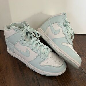 Nike High-Top Sneakers in White and Pale Blue